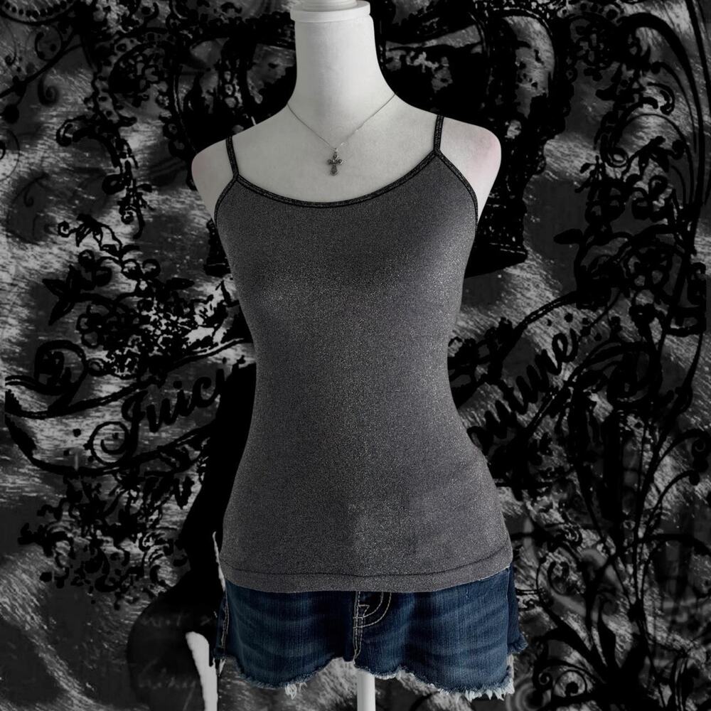 Y2k glitter core BEBE ultra flattering skinny glam cami top